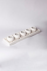 Handmade White 5 Piece Concrete Candle Holder With Concrete Plate Concrete Tealight Set Includes Stones And Candles. - Swordslife
