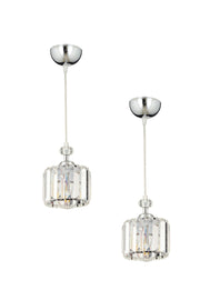 Saka Single Chrome 2 Piece Stone Chandelier Set