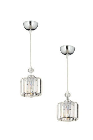 Saka Single Chrome 2 Piece Stone Chandelier Set