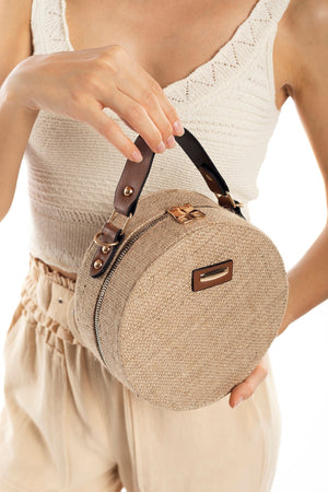 Women'S Round Straw Shoulder Bag