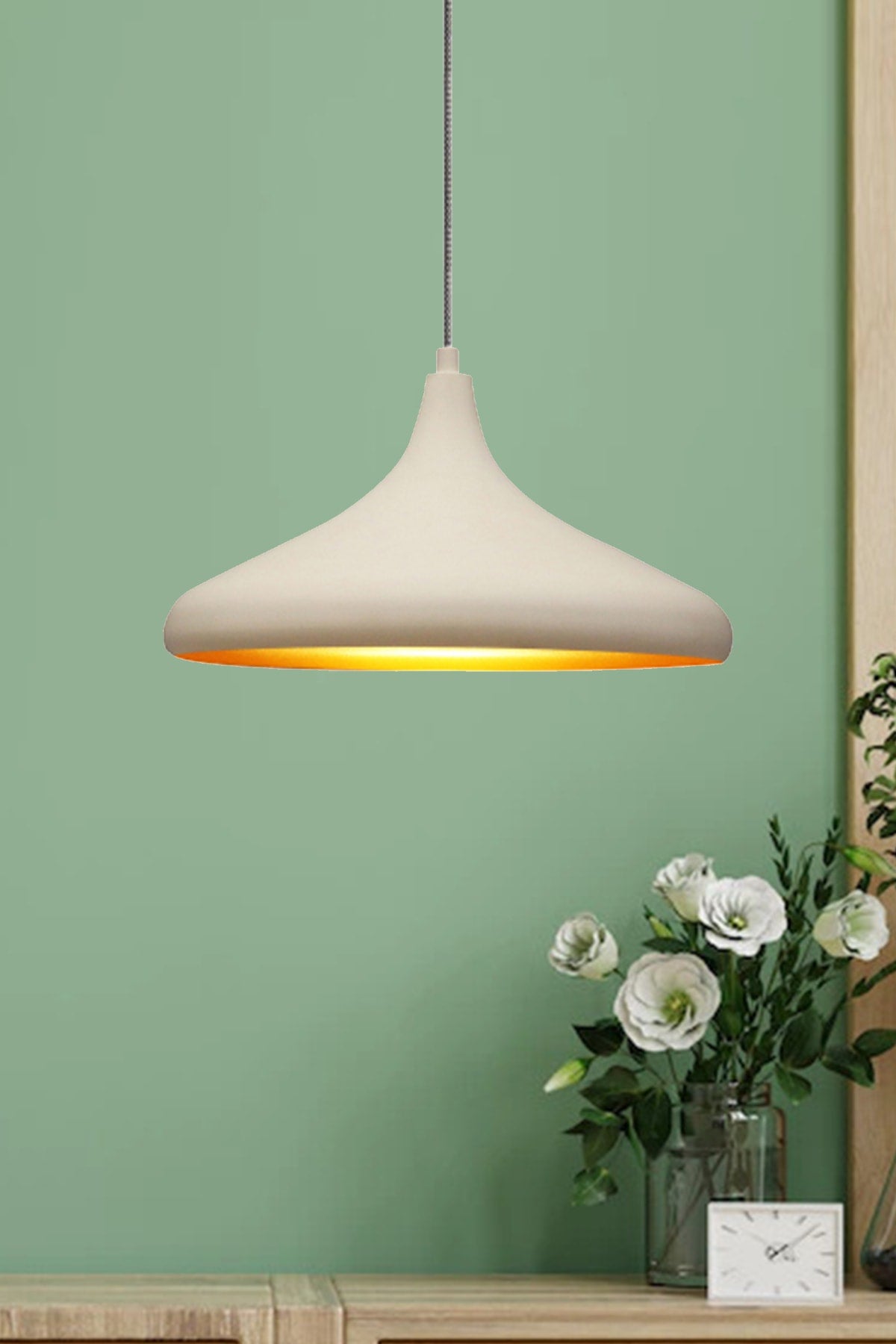 Champion White Special Cable Chandelier - Aluminum 35 Cm Cafe Rustic Pendant Lamp Kitchen Lamp Models