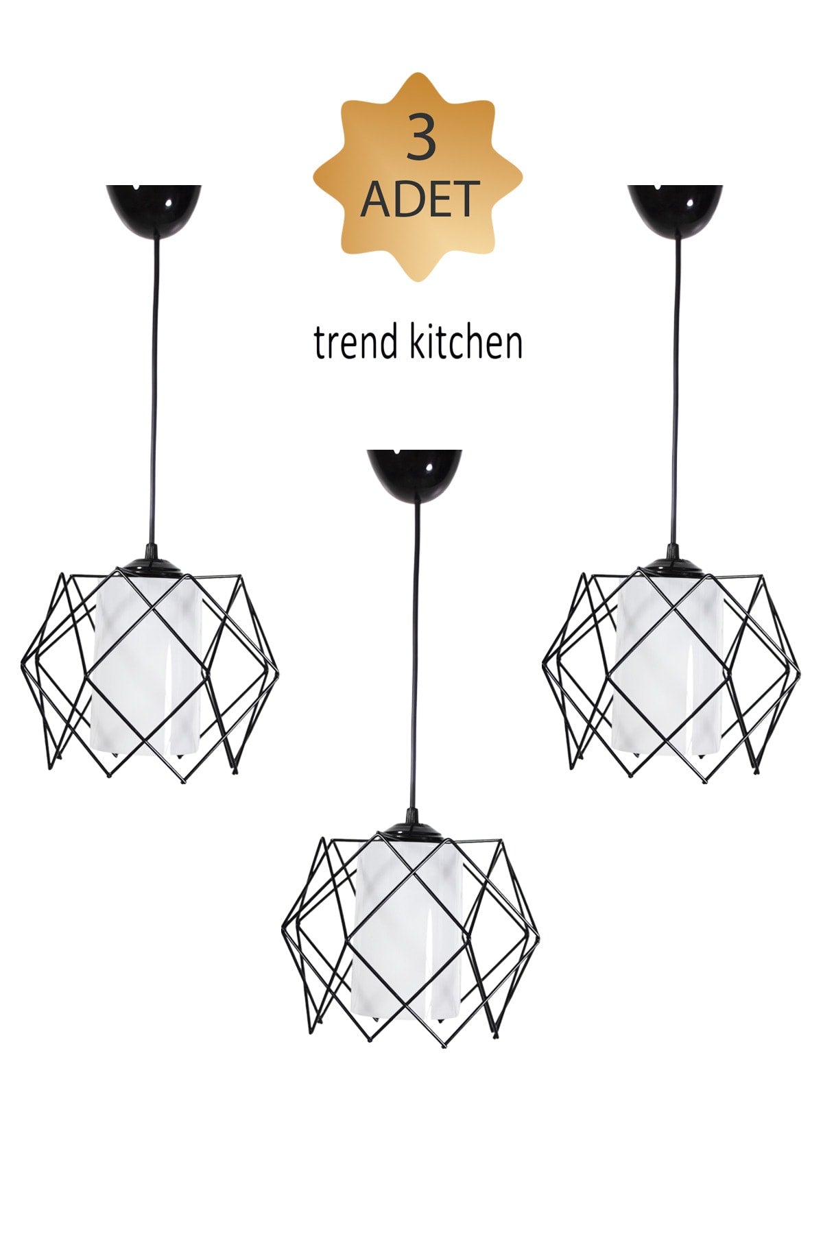 3 Pieces Silvano White Glass Modern Pendant Chandelier