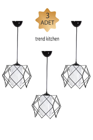 3 Pieces Silvano White Glass Modern Pendant Chandelier