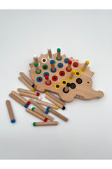 Montessori Educational Wooden Toy – Plug and Play Colorful Wooden Hedgehog Toy