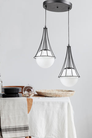 Lapis 2Nd Black-White Globe Glass Chandelier