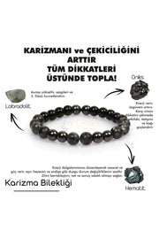 Charisma Naturstein Herren Talisman Armband (Labradorit, Onyx, Hämatit Stein Naturstein Armband)