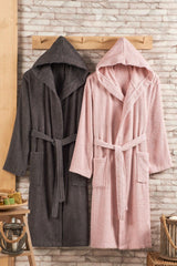 100% Cotton Hooded 2-Piece Bathrobe Set - Swordslife