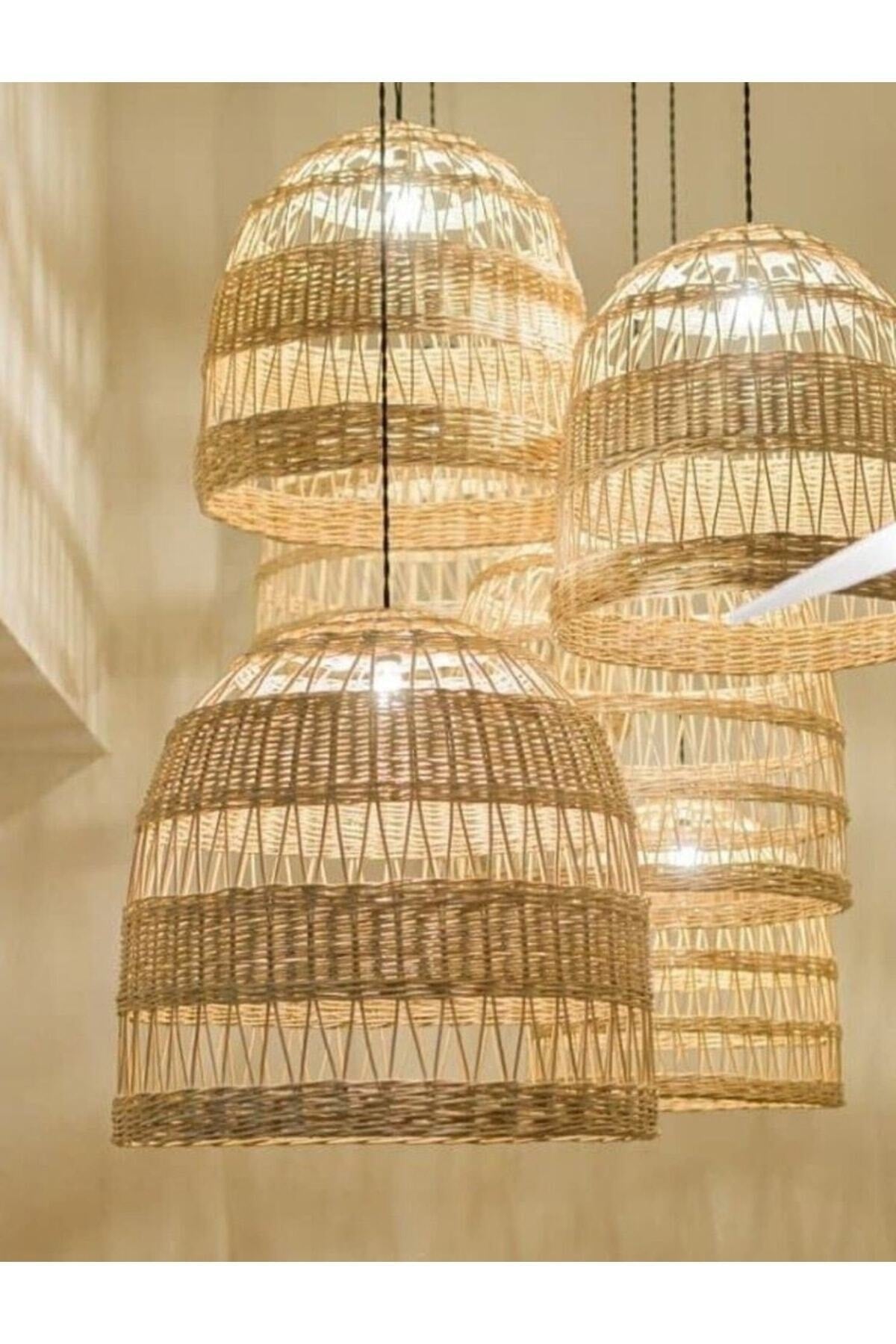 Rattan, Bamboo, Wicker Chandelier, Bohemian Chandelier
