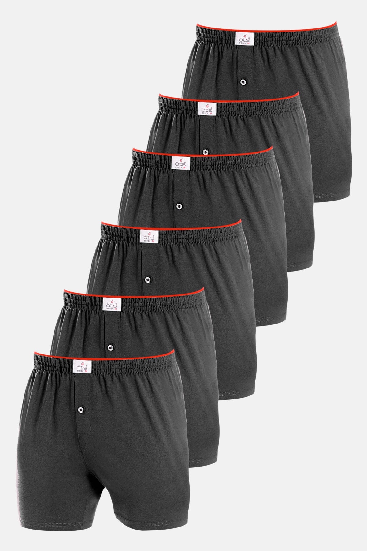 6 Pack Men'S Single Jersey Boxer Black