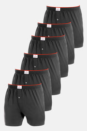 6 Pack Men'S Single Jersey Boxer Black