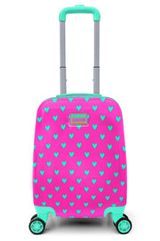 Kids Neon Pink Water Green Heart Patterned Luggage 16715