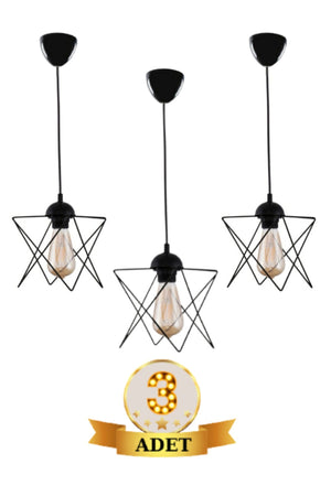 Black 3 Single Pendant Lamp Zigzag Chandelier