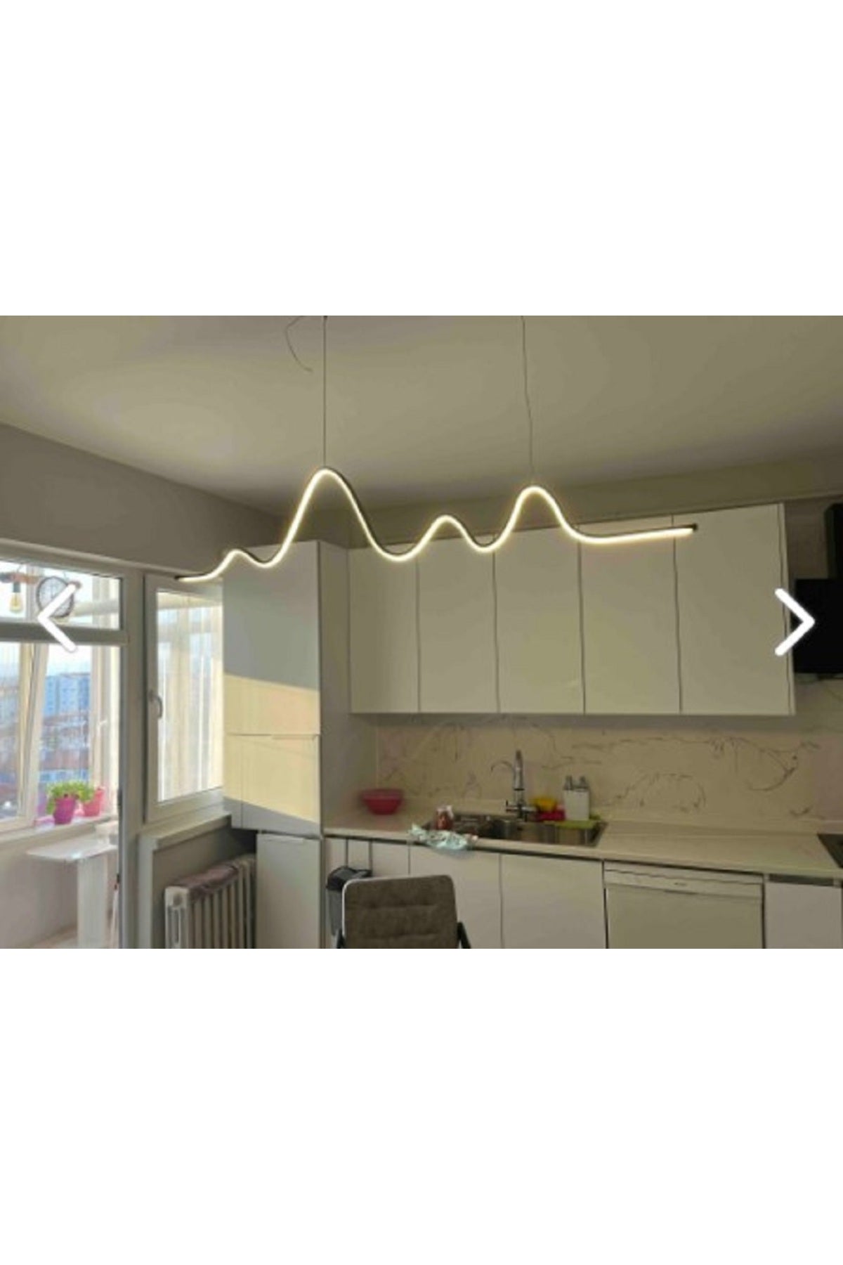 Moderner Smart Pendelleuchte Kronleuchter mit 3 Farb-LEDs / Wurm / 120 cm / Anthrazitgehäuse