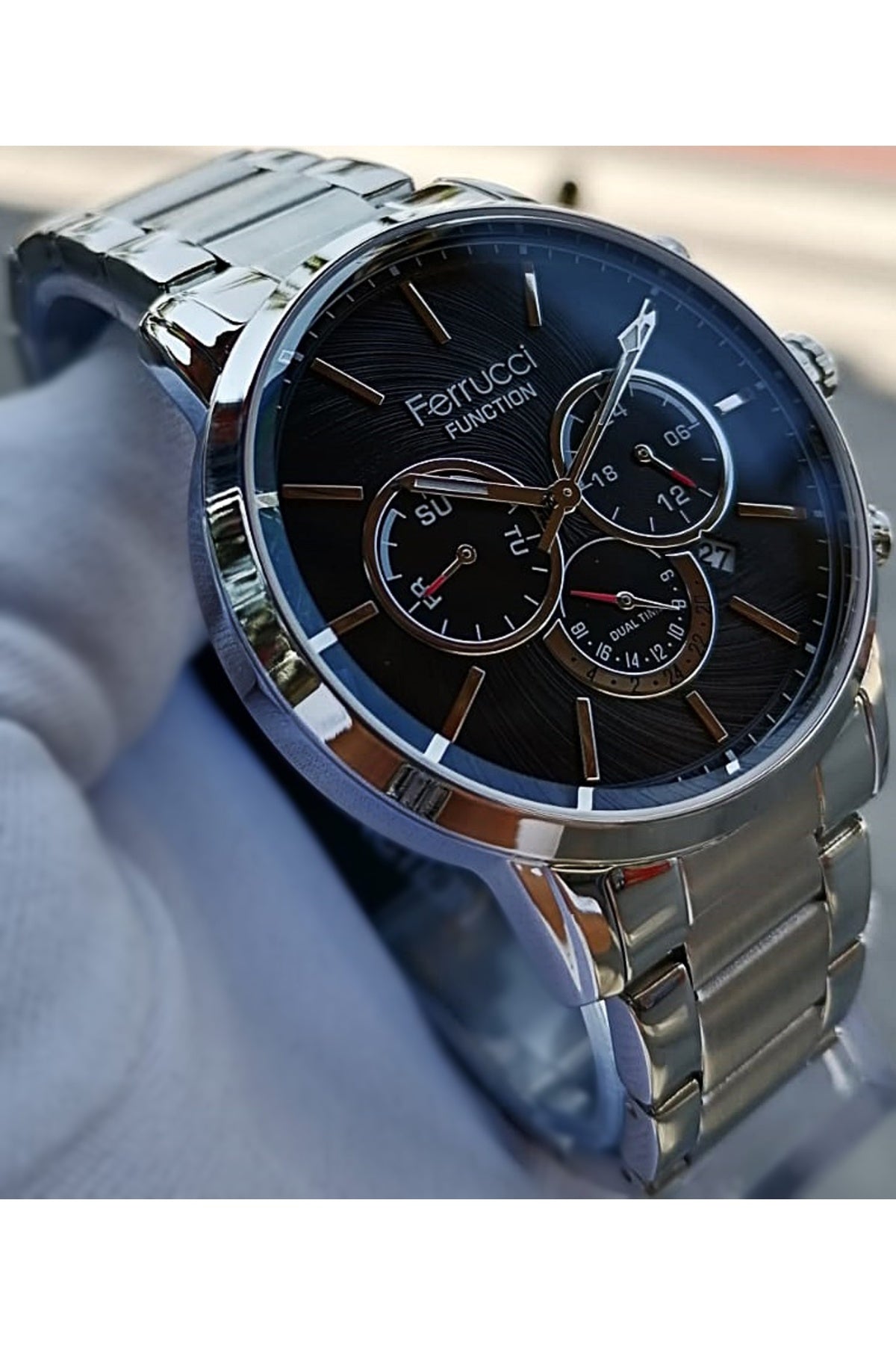 Silver Men'S Wristwatch 3 Atm Waterproof Functions Active Stainless Steel