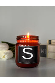 S Letter Vanilla Scented Amber Jar Candle - Swordslife