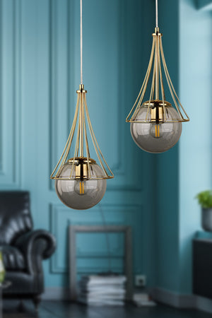 Lapis 2Nd Chandelier Gold-Smoked Glop Glass