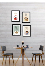 4 Pcs Kitchen Home Decoration Frame View Wooden Back Adhesive Mdf Table Multi Set - Swordslife