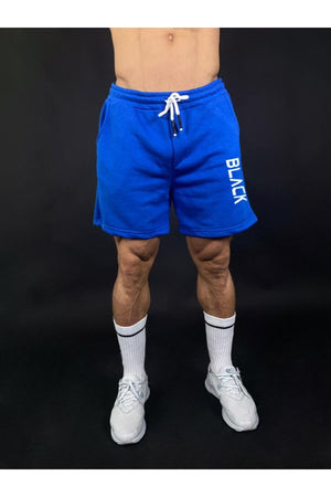 Blue Men'S Black Printed Regular Fit Pocketed Shorts