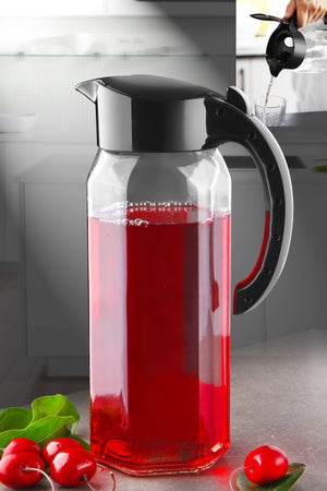 Great Prism Glass Jug 1500Ml - (Fill Without Remove The Lid.) Hexagonal Bottle