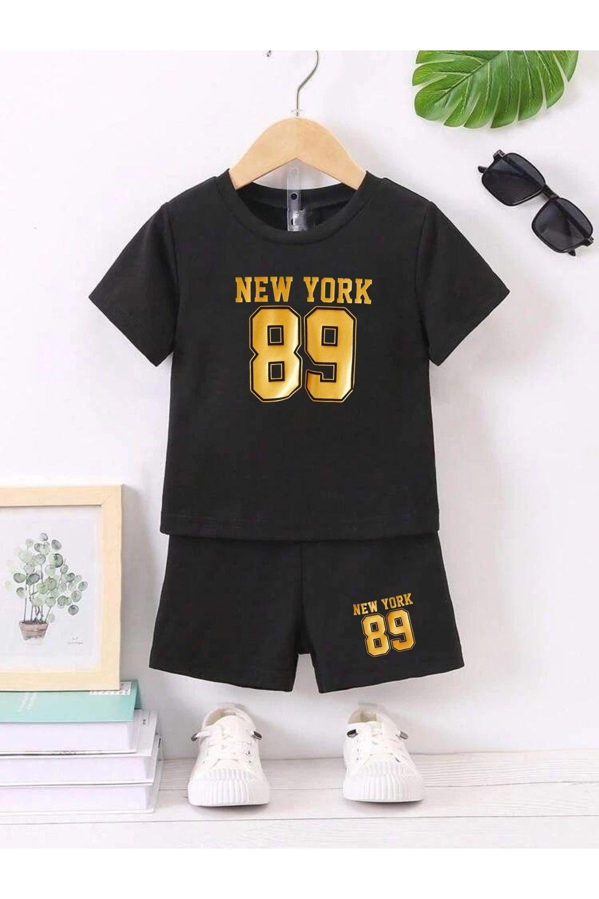 New York Yellow 89 Printed Kids Shorts Set