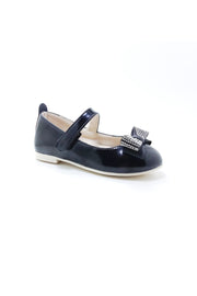 Girl'S Stone Bow Black Orthopedic Flats