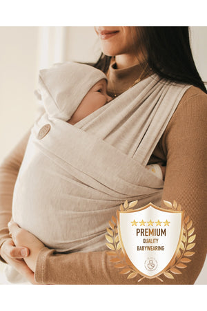 Flexibles Tragetuch aus hochwertiger Baumwolle erster Klasse in weichem Beige (Babytrage-Spezialstoff)