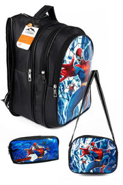 Backpack Set Middle School Primary School 3 Pockets Padded Spider Black