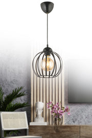 Mira Single Metal Chandelier-Black
