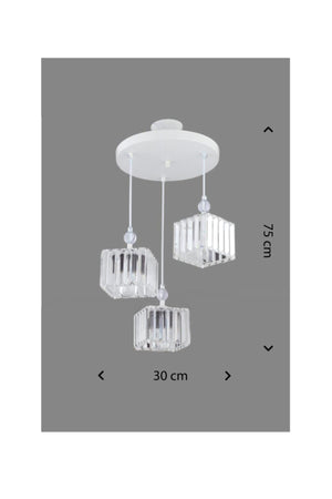 Maya 3-Piece White K-10 Stone Chandelier