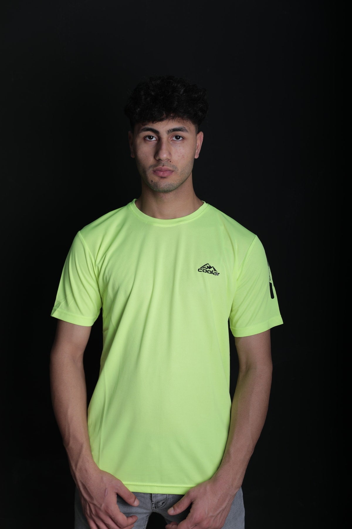 Neon Bright Yellow Sweat Absorbent Outdoor Performance Sports T-Shirt