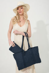 Eco-Friendly Eles Navy Blue Canvas Bag, Tote Bag, Tote Bag, Shoulder Bag, Sleeve Bag