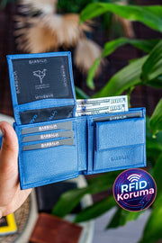 Jackson Geldbörse aus echtem Leder mit Münzloch, RFID-Blocker, Petrolblau