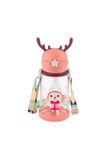 500 Ml Child Drinker Water Bottle with Deer Water Flask Bpa Free School Drinker with Carrying Strap Non-drip