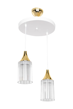 Aksel 2-Piece White Gold Kukali Living Room Kitchen Bedroom Chandelier