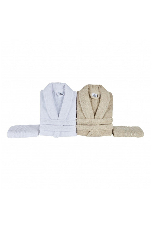 Carli 4 Pcs Bathrobe/size/head Towel Family Bath Set Offwhite Gray - Swordslife