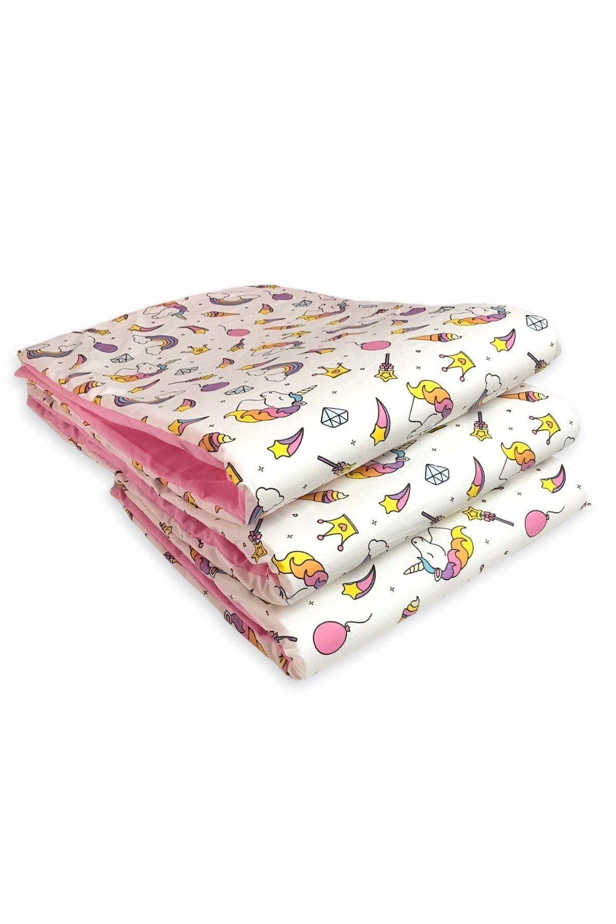 Seitenschutz für Kinderbett 60X120 Krippe (3 Stück) Einhorn Rosa