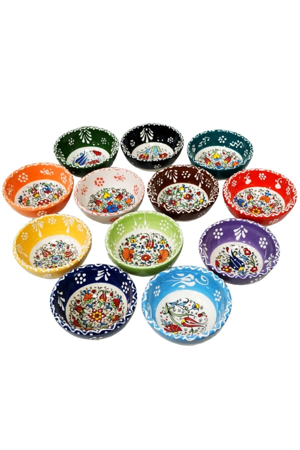swordslife Series 12 Pieces Ceramic Snack Sauce Bowl Breakfast Presentation Bowl - 8 Cm Diameter With Tile Motif
