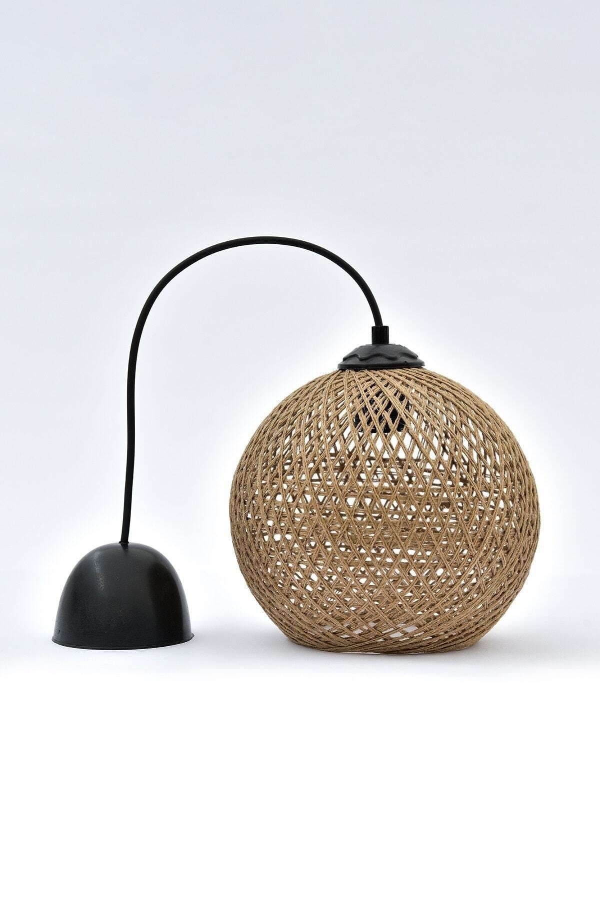 Balle Wicker Pendelleuchte Kugel-Kronleuchter (schwarzes Aufhänger-Set)