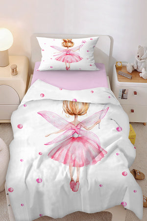 Ballerina Princess Fairy Girl Patterned Single Baby Kids Duvet Cover Set