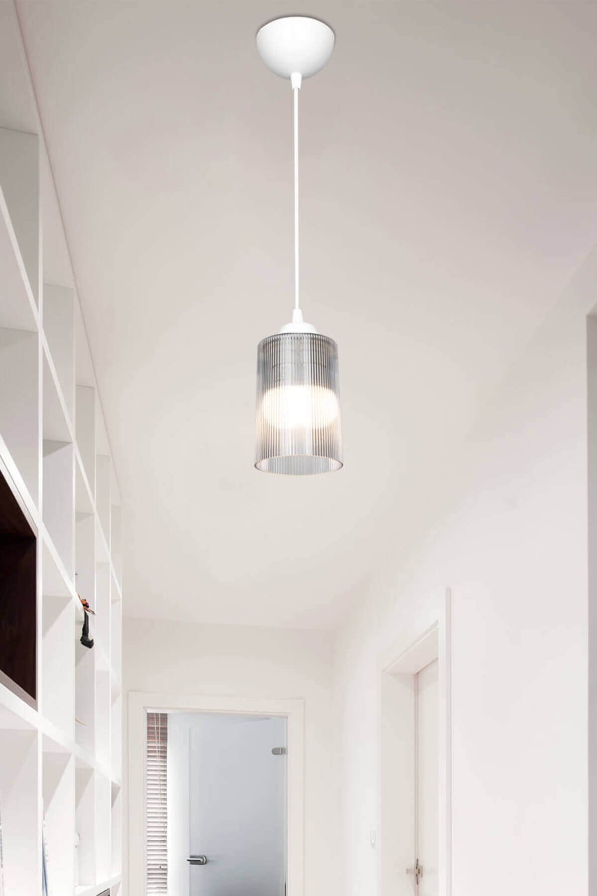 Transparent Optical Promo Pendant Lamp - Glass With Double Bulb Look