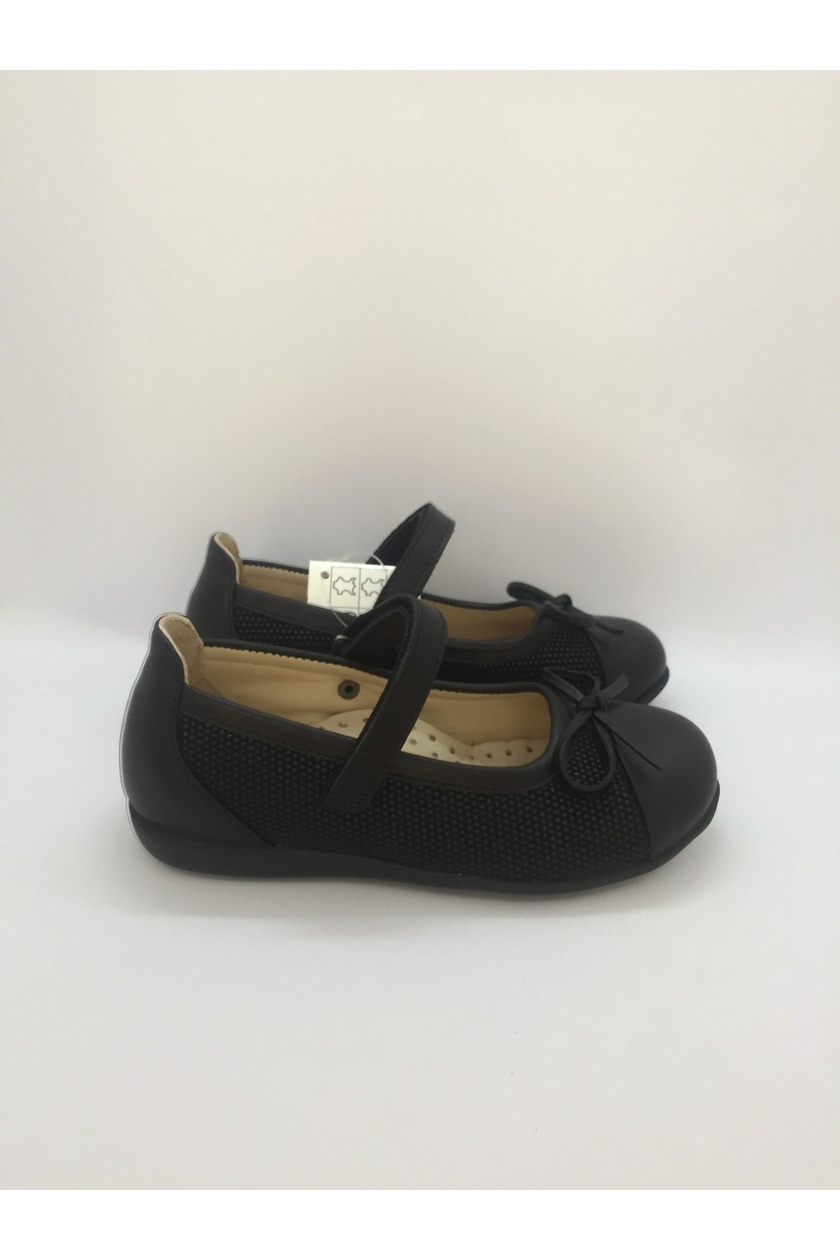 Orthopedic Kids Leather Flat Shoes 104 - Black Dotted