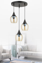 Sante 3-Piece Black Honey Glass Modern Pendant Lamp Chandelier Living Room Kitchen Room Hallway Chandelier