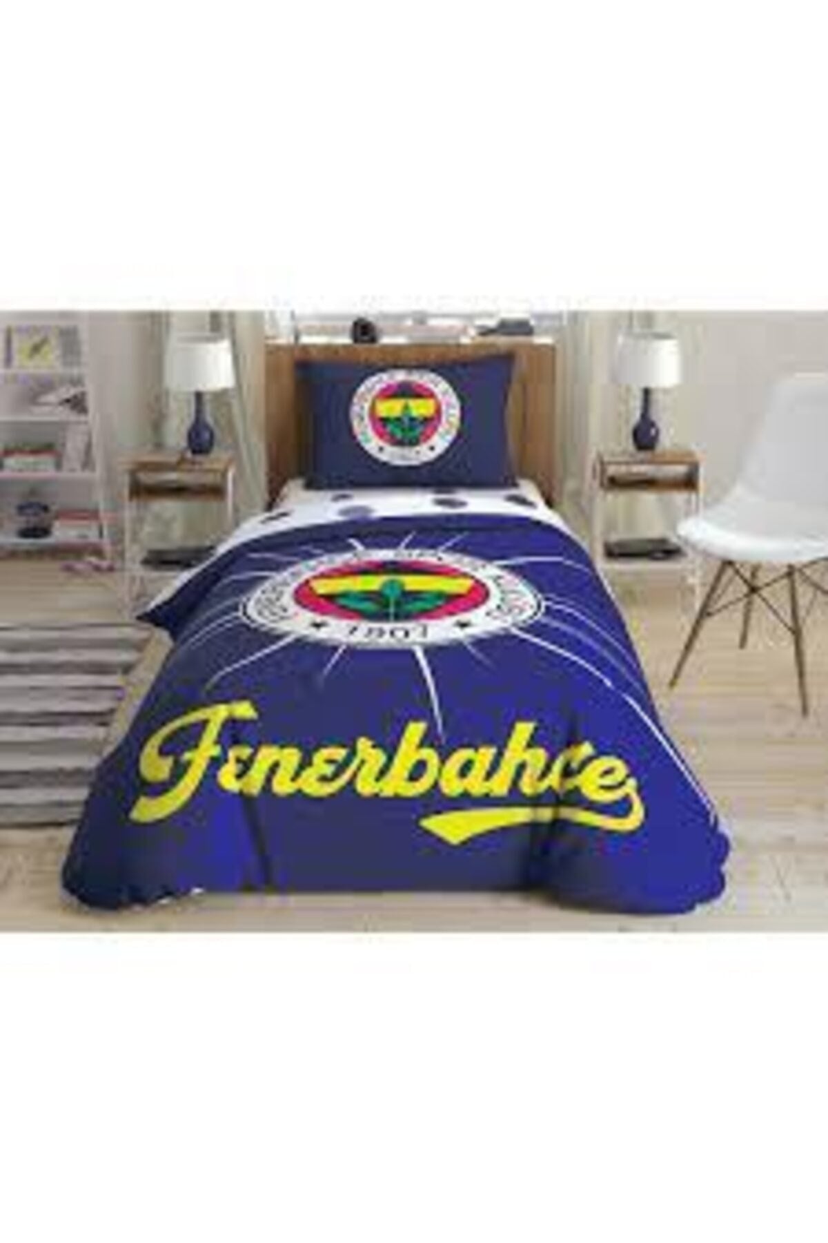 Licensed Single Sheet Elastic Fenerbahce Light Glow Duvet Cover Set