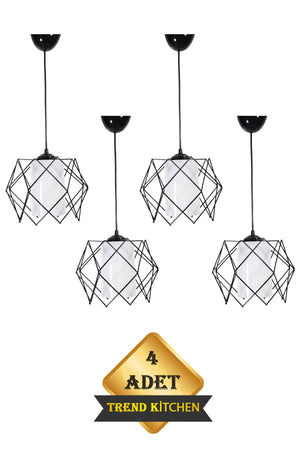 Black Design White Mica Glass Living Room Kitchen Bathroom Bedroom Children'S Room Chandelier (4 Pieces)