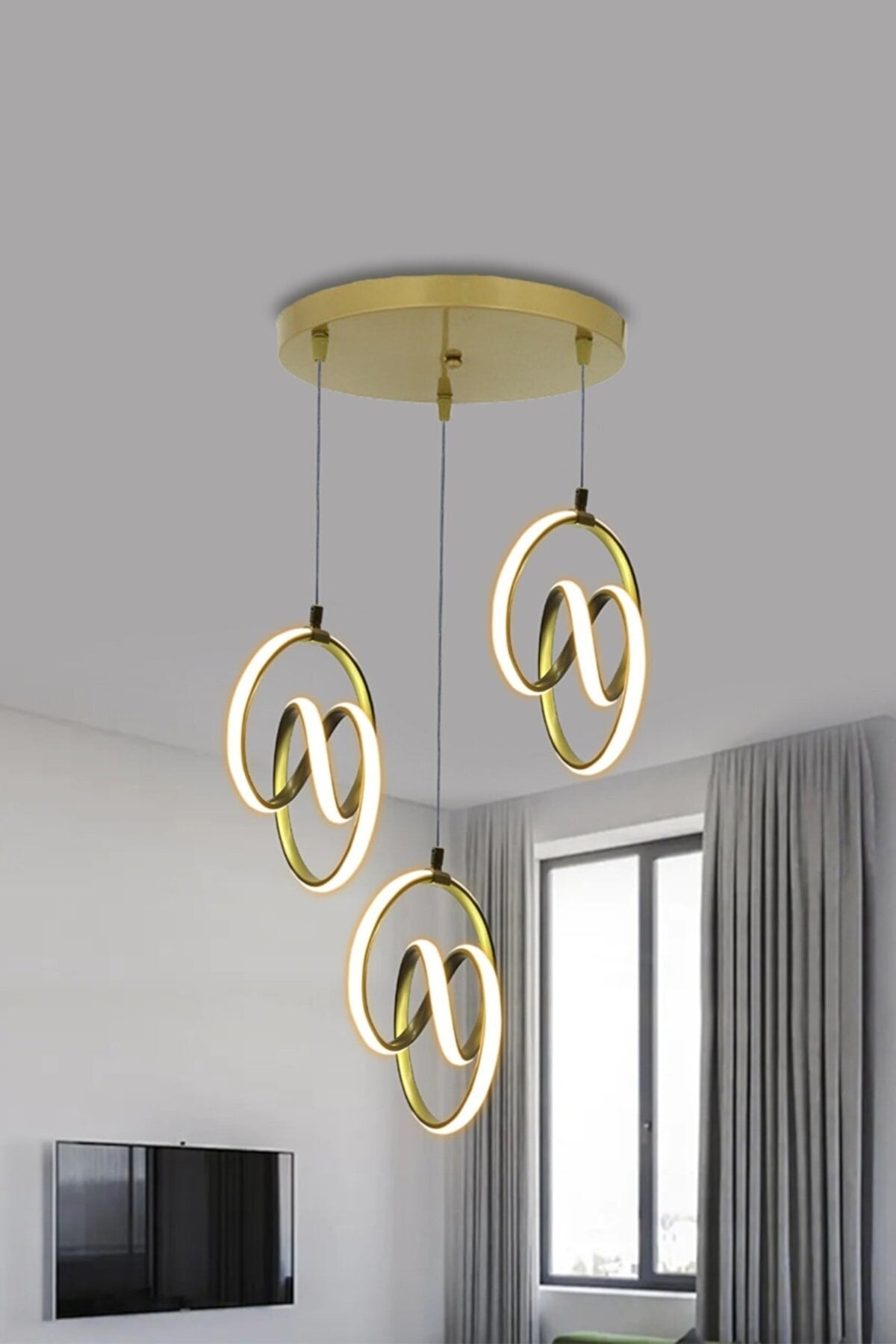 Original Signature 3-Piece Modern Gold Case Daylight LED Chandelier Signature 3-Piece LED Chandelier