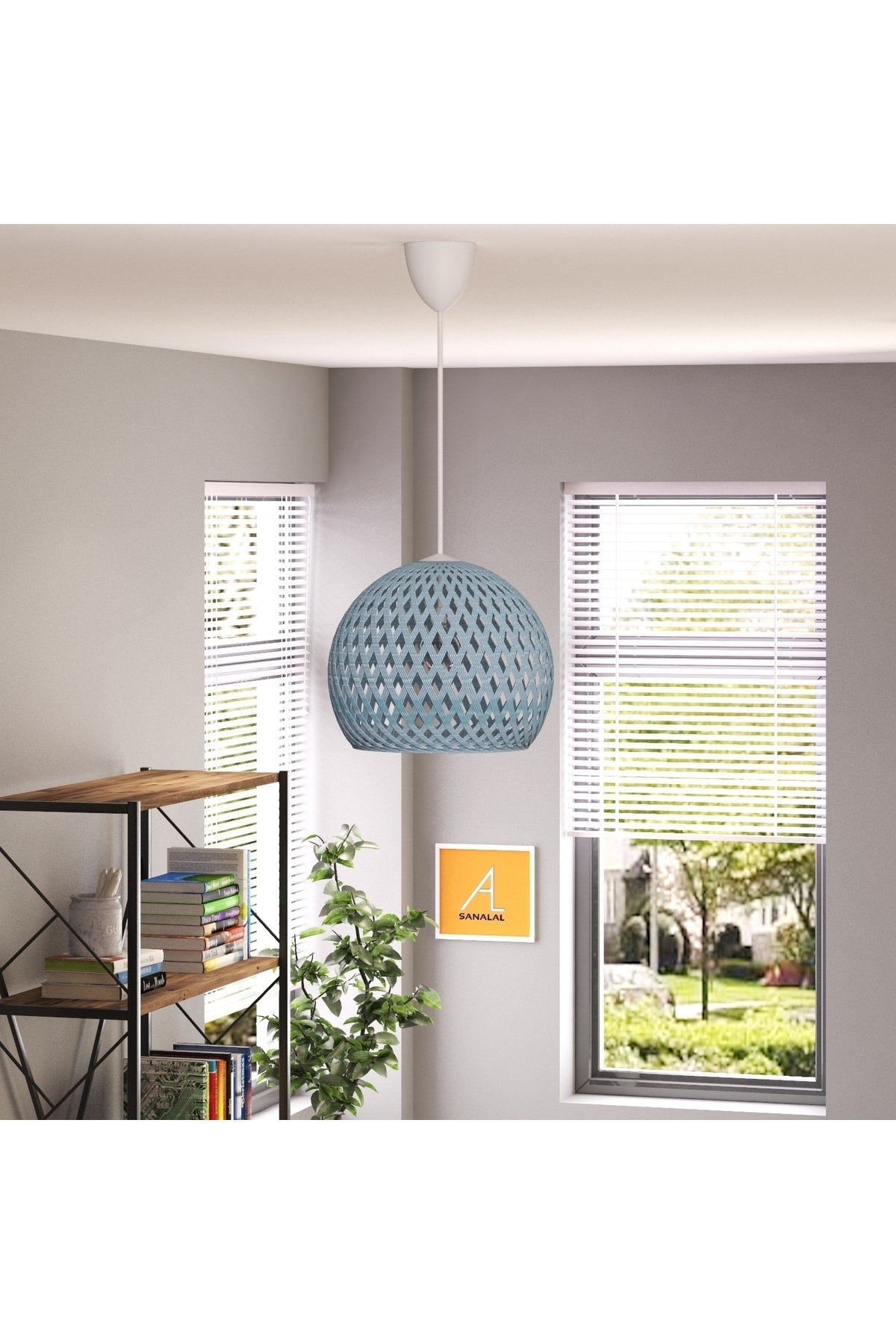 Hängender Kugel-Kronleuchter in Blau