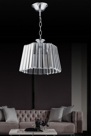 Hexagonal Single Luxury Diamond Silver Crystal Stone Chandelier