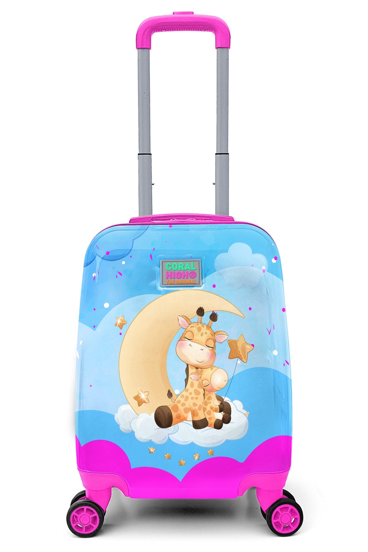 Kids Blue Pink Giraffe Patterned Child Suitcase 16719