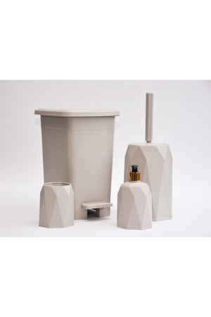 4 Pcs Geo Bathroom Set 8lt Plastic Dustbin Toilet Brush Sink Set - Swordslife