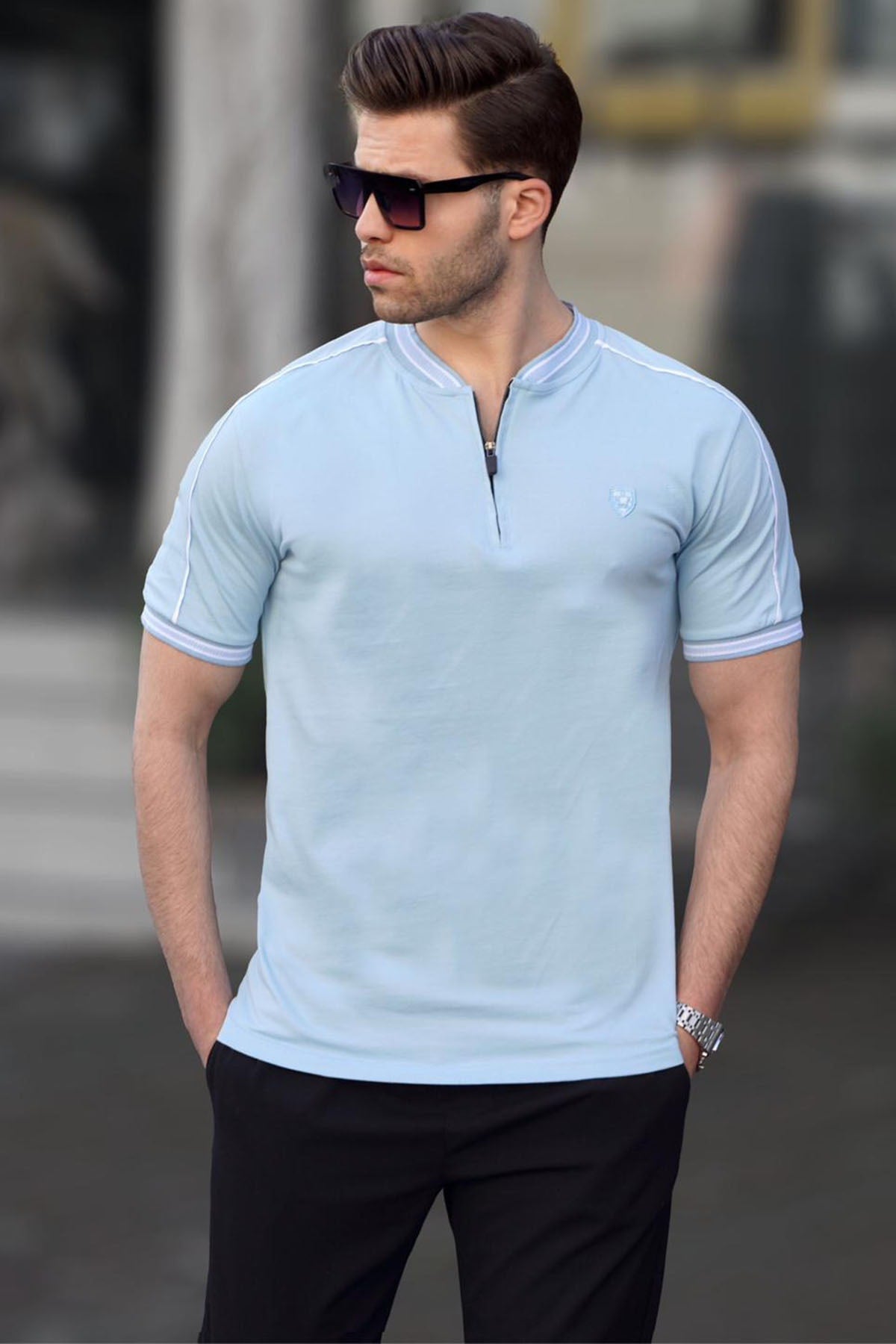Blue Polo Neck Men's T-Shirt 9281